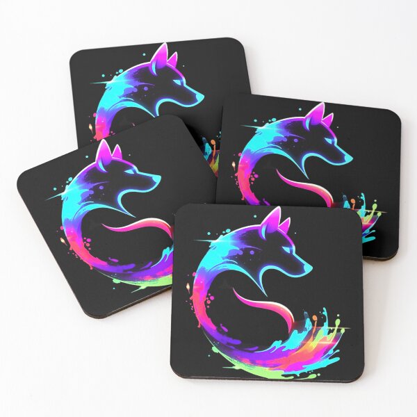 Item preview, Vibrant Neon Rainbow Wolf Paint Splash Digital Art designed and sold by ExploreAura Studio.