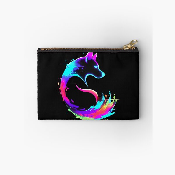 Item preview, Vibrant Neon Rainbow Wolf Paint Splash Digital Art designed and sold by ExploreAura Studio.