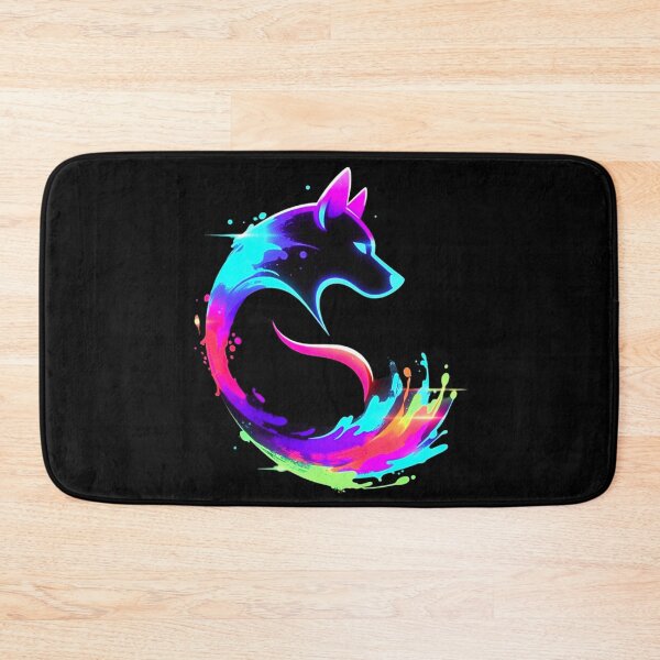 Item preview, Vibrant Neon Rainbow Wolf Paint Splash Digital Art designed and sold by ExploreAura Studio.