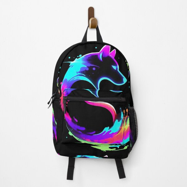 Item preview, Vibrant Neon Rainbow Wolf Paint Splash Digital Art designed and sold by ExploreAura Studio.