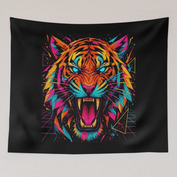 Item preview, Neon Geometric Tiger Pop Art Roar designed and sold by Artisticanvas.
