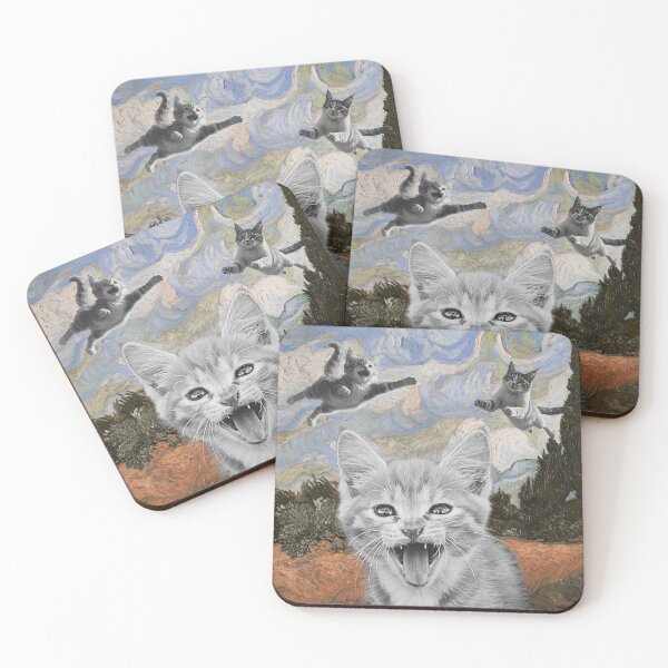 Item preview, Crazy Kitties Having Fun Surrealistic Illustration designed and sold by CDPrintsDesigns.