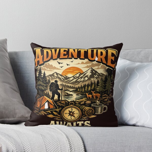 Item preview, Adventure Awaits – Vintage Camping & Mountain Explorer T-Shirt Design designed and sold by stickyverselab.