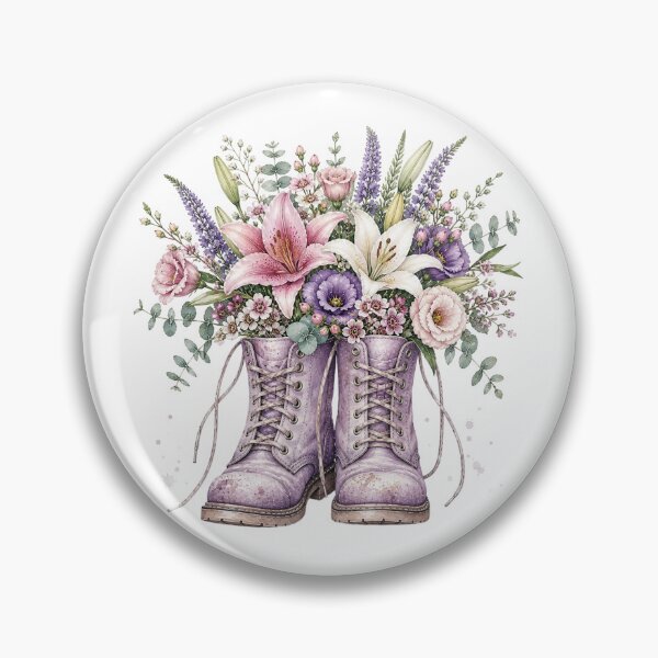 Item preview, Lavender Floral Boots Watercolor designed and sold by PetalGarden.