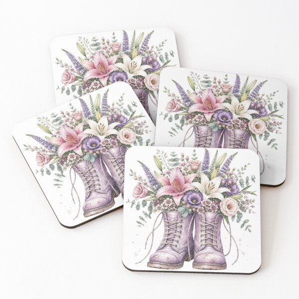 Item preview, Lavender Floral Boots Watercolor designed and sold by PetalGarden.