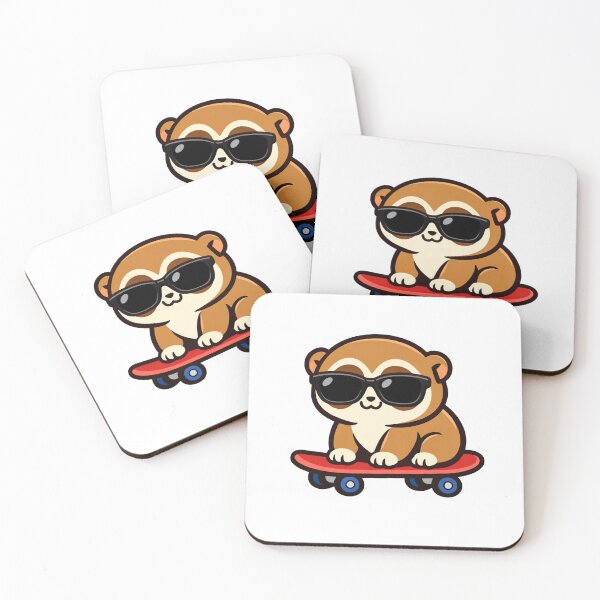 Item preview, Cool Otter on Skateboard Wearing Sunglasses Cute Kawaii Animal Illustration designed and sold by Owcomm.