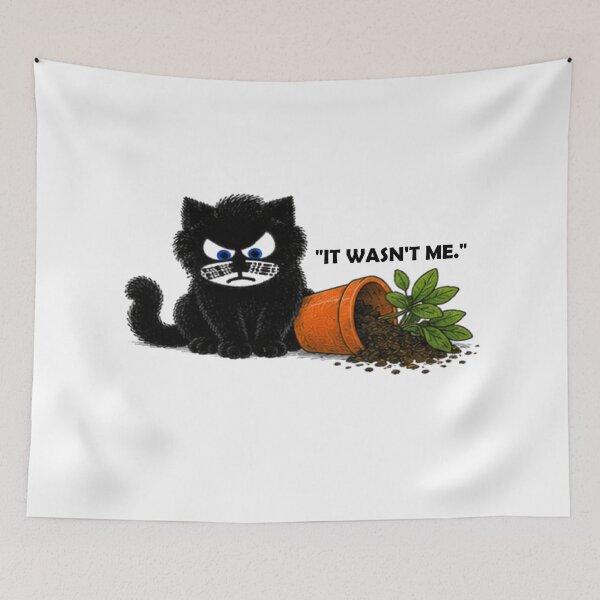 Item preview, Funny Black Cat Knocked Over Plant Pot designed and sold by Liqvorx.