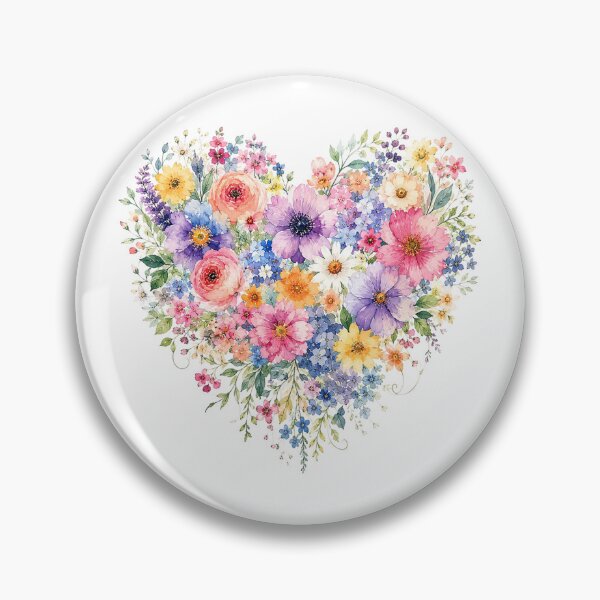 Item preview, Pastel Wildflower Heart Watercolor designed and sold by PetalGarden.