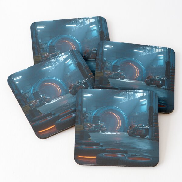 Item preview, Futuristic Factory With Glowing Tires designed and sold by Visual Foundry.