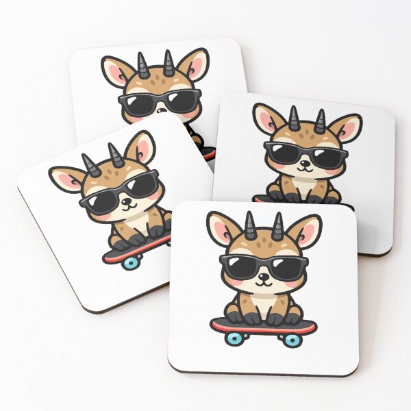 Artikelvorschau, Cooles Skateboard fahrendes Zicklein mit Sonnenbrille – süßes Kawaii-Tier entworfen und verkauft von Owcomm.