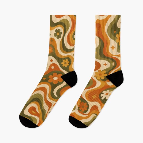 Item preview, Groovy Waves Retro Seamless Pattern Burnt Orange designed and sold by Inkworksbyshery.