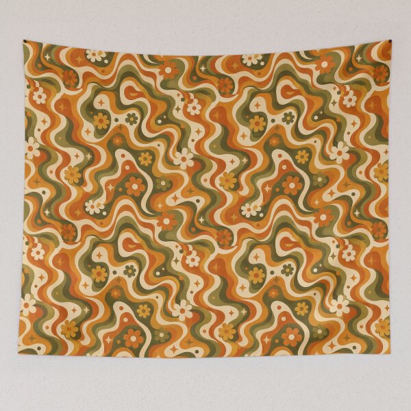 Item preview, Groovy Waves Retro Seamless Pattern Burnt Orange designed and sold by Inkworksbyshery.