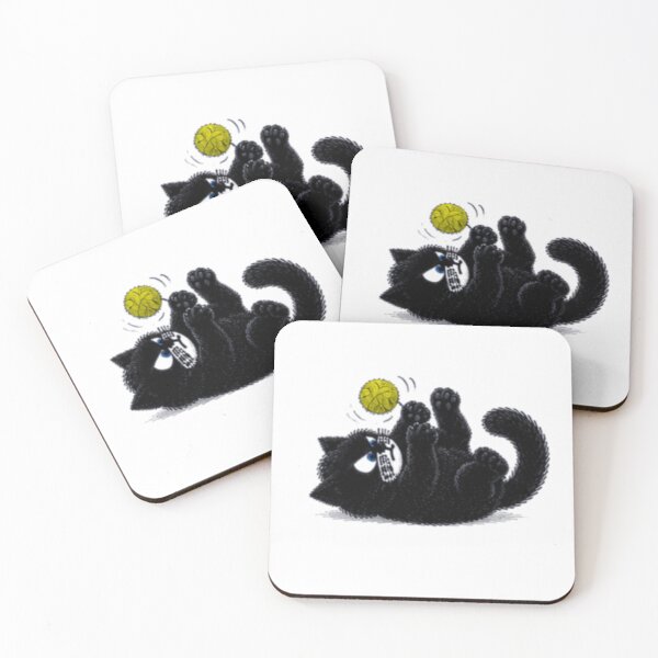 Item preview, Cute Grumpy Black Kitten Tossing Yarn Ball designed and sold by Liqvorx.