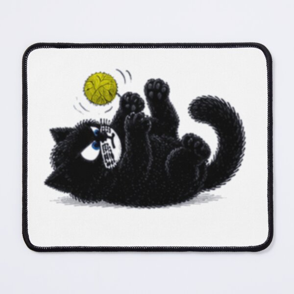 Item preview, Cute Grumpy Black Kitten Tossing Yarn Ball designed and sold by Liqvorx.