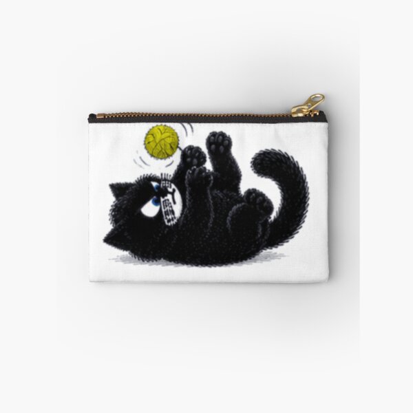 Item preview, Cute Grumpy Black Kitten Tossing Yarn Ball designed and sold by Liqvorx.