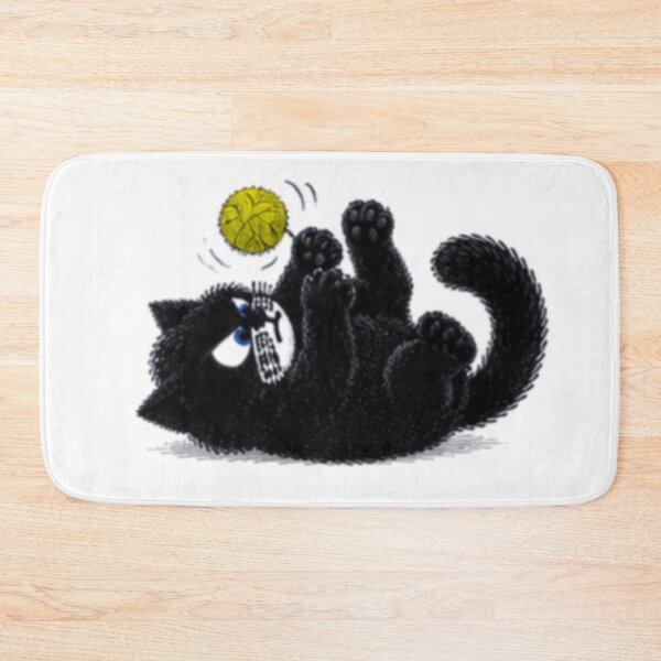 Item preview, Cute Grumpy Black Kitten Tossing Yarn Ball designed and sold by Liqvorx.