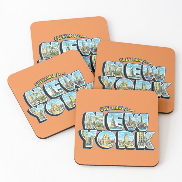 Item preview, Greetings From New York Vintage Postcard Style Illustration Featuring Statue of Liberty And City Skyline designed and sold by portokalis.
