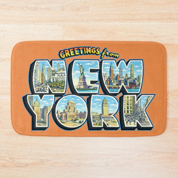 Item preview, Greetings From New York Vintage Postcard Style Illustration Featuring Statue of Liberty And City Skyline designed and sold by portokalis.