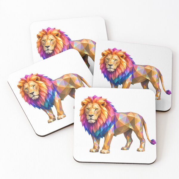 Item preview, Polygonal lion color explosion designed and sold by filou designs.