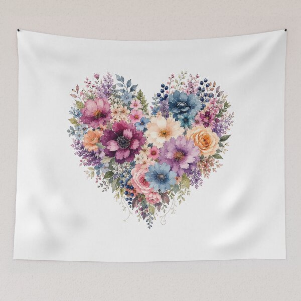 Item preview, Vintage Watercolor Floral Heart designed and sold by PetalGarden.