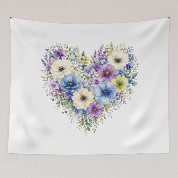 Item preview, Pastel Wildflower Heart Watercolor designed and sold by PetalGarden.