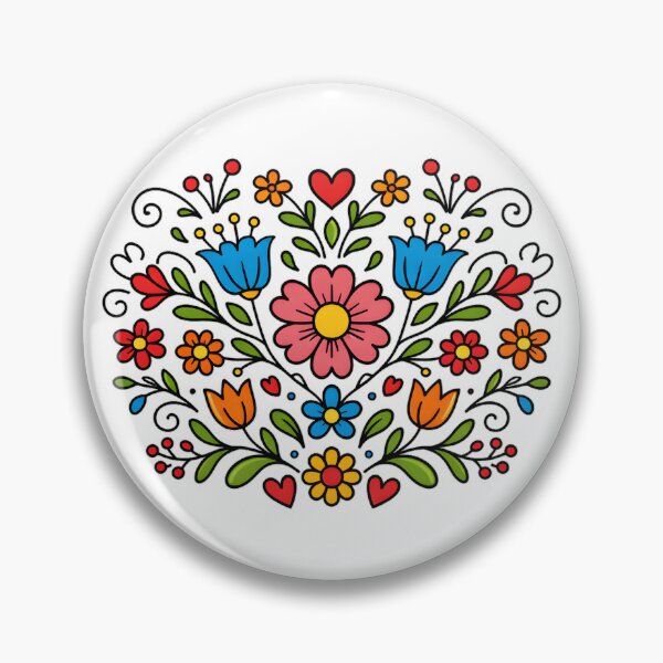 Item preview, Scandinavian Folk Floral Heart Pattern designed and sold by blankTeeShirt.