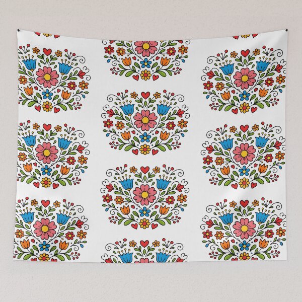 Item preview, Scandinavian Folk Floral Heart Pattern designed and sold by blankTeeShirt.
