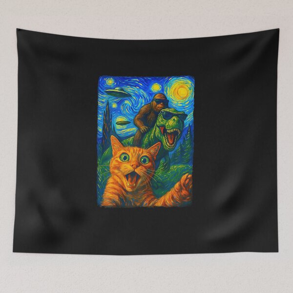 Item preview, Cat T-Rex Bigfoot UFO Selfie designed and sold by FrankIsabel.