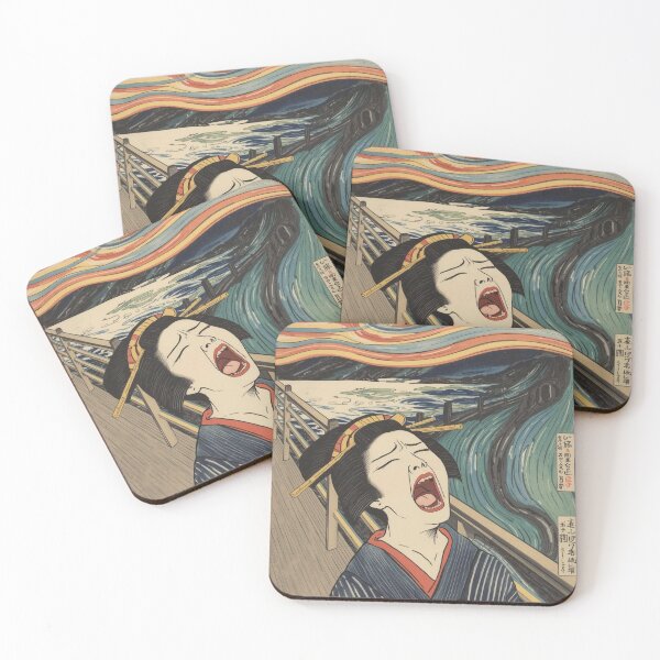 Item preview, The Scream Ukiyo-e Mashup Art Print | Japanese Geisha Horror Aesthetic Wall Art designed and sold by Vandy Fullam.
