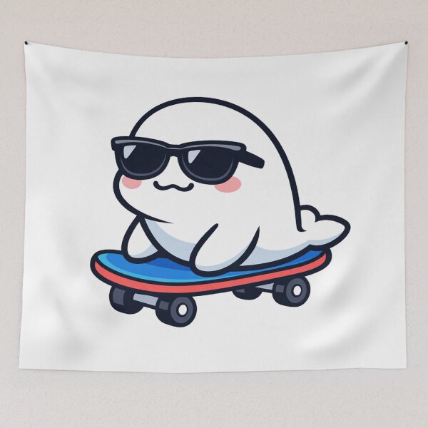 Item preview, Cool Seal Pup on Skateboard Kawaii Cute Animal designed and sold by Owcomm.