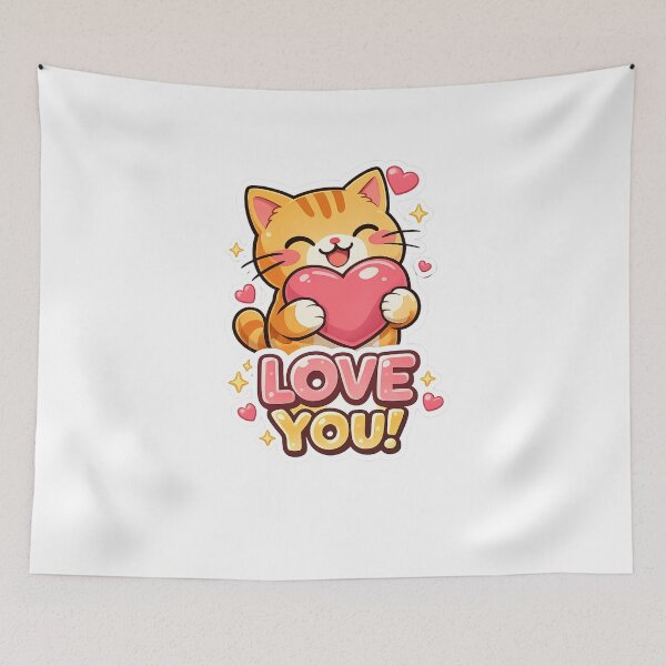 Item preview, Cute Cat Love You Sticker designed and sold by koemars.