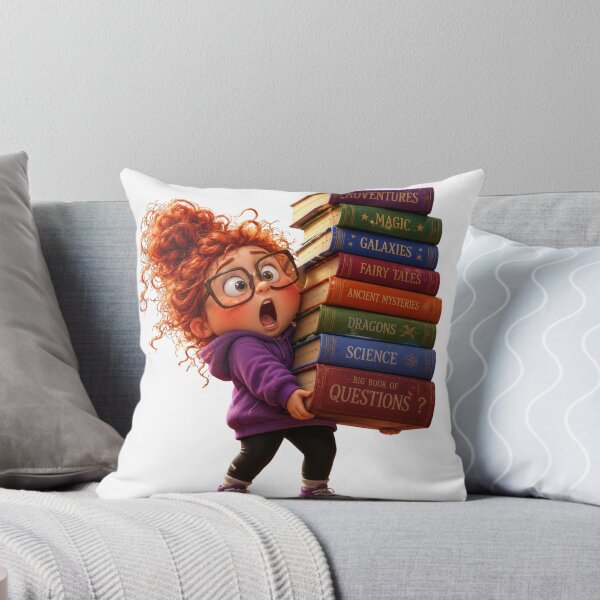 Item preview, Funny Book Lover Girl Sticker | Cute Nerd Reading Cartoon designed and sold by LevelUpReads.