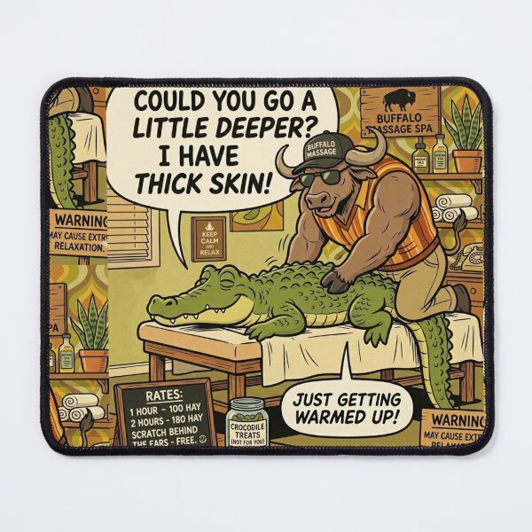 Item preview, Buffalo Massage Therapist Funny 1970s Comic Strip designed and sold by SoftAuraStudi0.