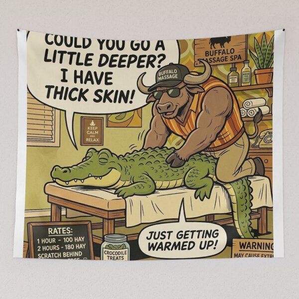 Item preview, Buffalo Massage Therapist Funny 1970s Comic Strip designed and sold by SoftAuraStudi0.