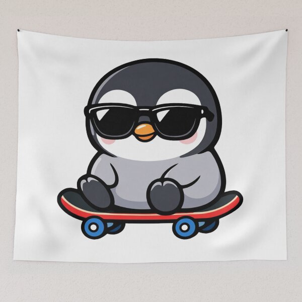 Item preview, Cool Penguin on Skateboard Cute Kawaii Animal Cartoon designed and sold by Owcomm.