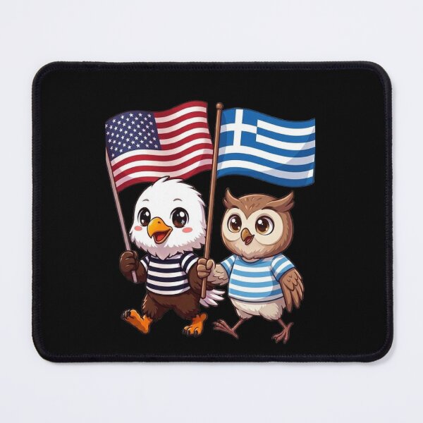 Item preview, the American eagle and its friend the Greek owl designed and sold by SE213.
