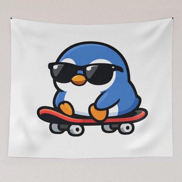 Item preview, Cool Penguin Skateboarding Sunglasses Cartoon Cute Animal Skater designed and sold by Owcomm.