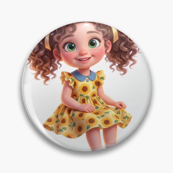 Item preview, Cute Sunflower Dress Girl Sticker | Curly Hair Cartoon Kid PNG designed and sold by LevelUpReads.