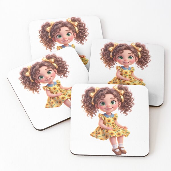 Item preview, Cute Sunflower Dress Girl Sticker | Curly Hair Cartoon Kid PNG designed and sold by LevelUpReads.