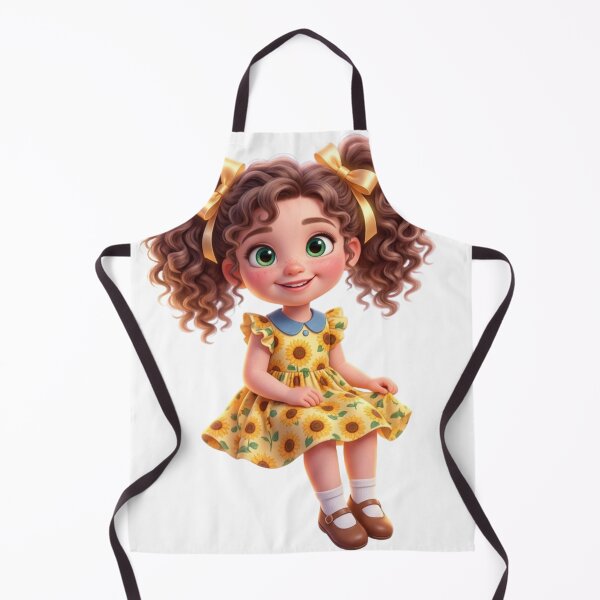 Item preview, Cute Sunflower Dress Girl Sticker | Curly Hair Cartoon Kid PNG designed and sold by LevelUpReads.