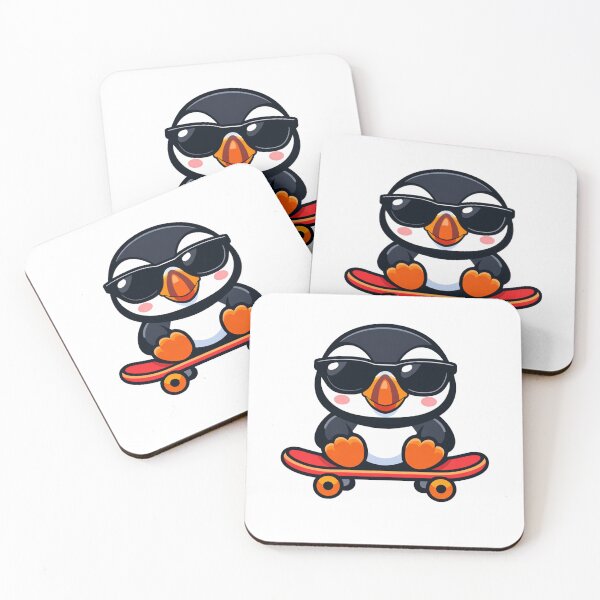 Item preview, Cool Penguin on Skateboard Wearing Sunglasses Cute Cartoon Character designed and sold by Owcomm.