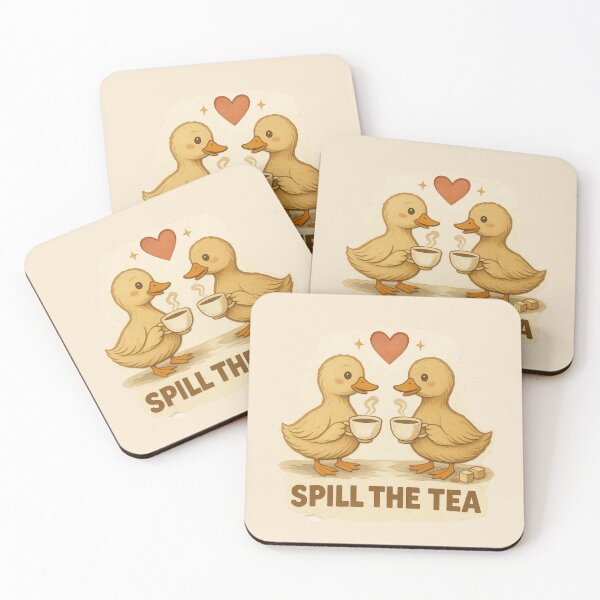 Item preview, Spill The Tea Ducks Sticker | Cute Duck Coffee Lovers Design | Funny Gossip Duckling Art designed and sold by The Sandy Design Store.