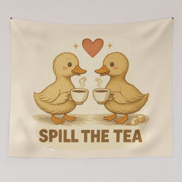Item preview, Spill The Tea Ducks Sticker | Cute Duck Coffee Lovers Design | Funny Gossip Duckling Art designed and sold by The Sandy Design Store.
