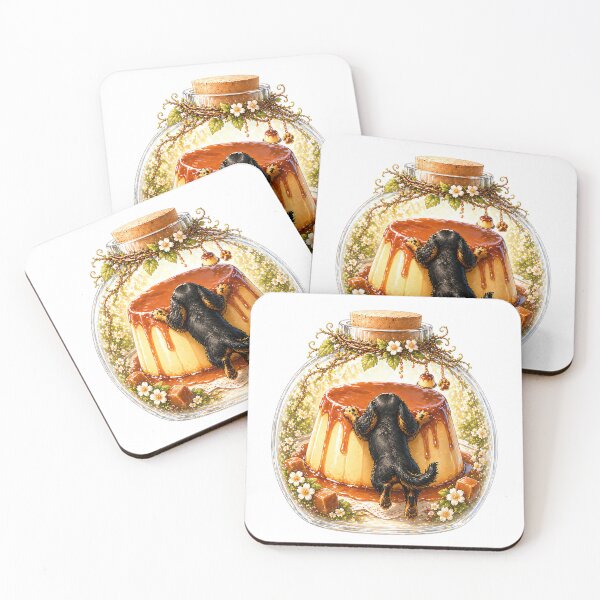Item preview, Cavalier King Charles Spaniel Pudding Sticker – Black and Tan Puppy Dessert Art for Stickers, Phone Cases & Cute Gifts designed and sold by SakuraWaStyle.
