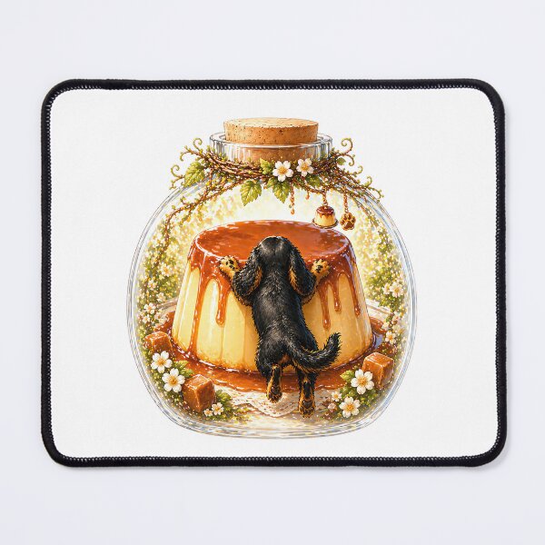 Item preview, Cavalier King Charles Spaniel Pudding Sticker – Black and Tan Puppy Dessert Art for Stickers, Phone Cases & Cute Gifts designed and sold by SakuraWaStyle.
