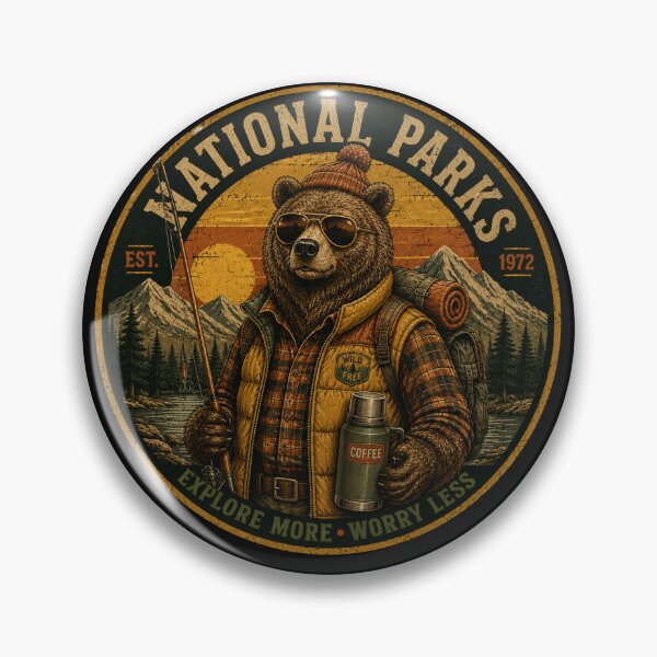 Item preview, Vintage Camping Bear - Retro Grizzly National Park Outdoor Gift designed and sold by Fragy72.