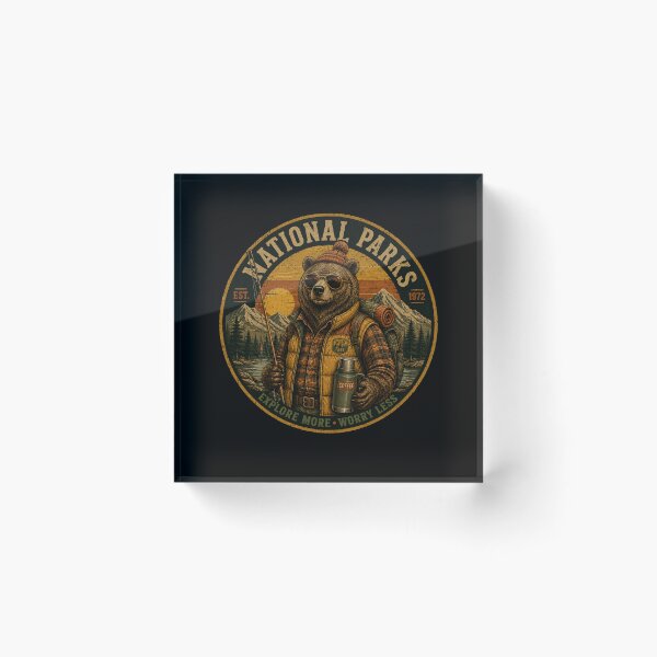 Item preview, Vintage Camping Bear - Retro Grizzly National Park Outdoor Gift designed and sold by Fragy72.