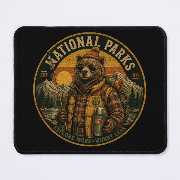 Item preview, Vintage Camping Bear - Retro Grizzly National Park Outdoor Gift designed and sold by Fragy72.