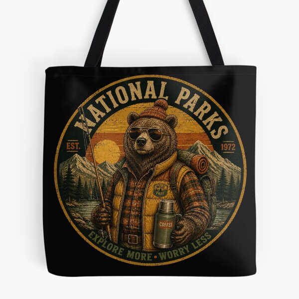 Item preview, Vintage Camping Bear - Retro Grizzly National Park Outdoor Gift designed and sold by Fragy72.