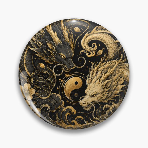 Item preview, Luxury Gold & Black Neo Japanese Dragon Tattoo – Yin Yang Fantasy Art designed and sold by MarekoraStudio.